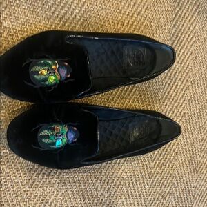 Black Velvet Tory Burch  Loafers with Embroidered Beetle